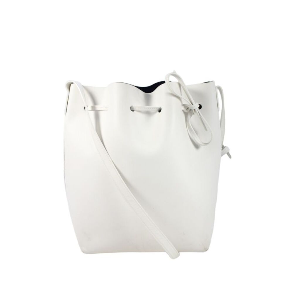 Mansur Gavriel Womens Leather Drawstring Bucket Handbag White